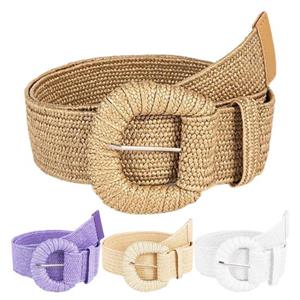 Shangkelv Stro taille riem retro bohemien brede handgemaakte pin gesp verstelbare kledingaccessoires zomer vrouwen broek jurk riem tailleband dagelijks gebruik zwart