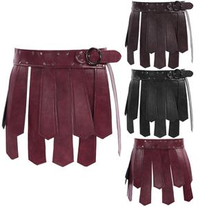 IEFiEL Damesmode Punk Stijl Verstelbare Klinknagels Versierd Tailleband Fringe Onregelmatige Kwastje Rok Riem One Size zwart