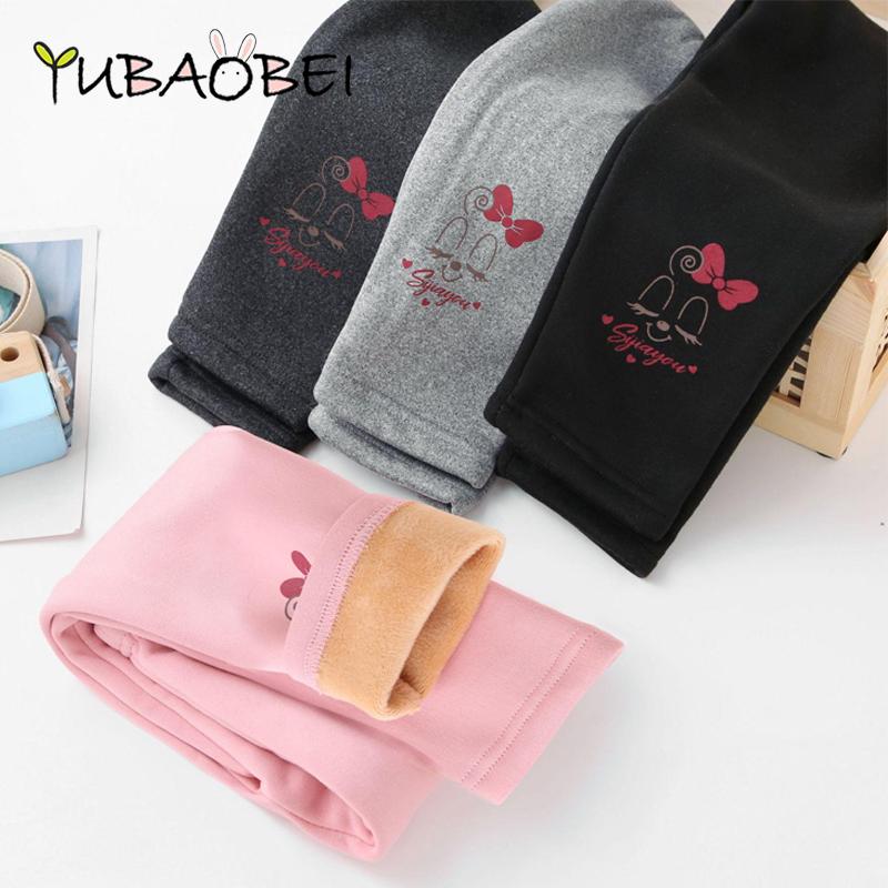 YUBAOBEI Meisjes kinderbroeken Kinderleggings Katoen Plus Fluwelen Elastische taille Warme legging Meisjesbroeken van 2-8 jaar 100 roze