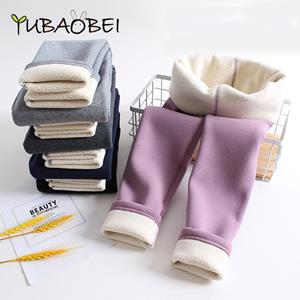 YUBAOBEI Kinderen Warme Leggings Meisjes Lente Herfst Broeken Plus Fluwelen Kinderen Hoge Taille Leggings Winter Broeken voor Babymeisjes 100 donkergrijze kleur