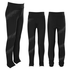 YOOJIA Kunstschaatsbroek voor meisjes, legging met glittersteentjes, stretch sportlegging voor kinderen, balletdanslegging 5-6 Years zwart