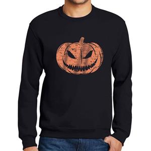 Ultrabasic Heren bedrukt grafisch sweatshirt pompoengezicht T-shirt schattig casual herfst Halloween tee-tops diepzwart S zwart
