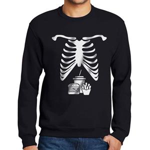 Ultrabasic Heren bedrukt grafisch sweatshirt skelet junkfood buik Xray Tee Halloween cadeau diep zwart S transparant zwarte kleur