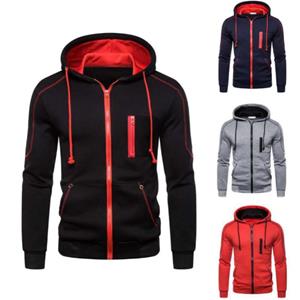 HF61WN Heren Zip Up Hoody Effen Hoodie Rits Sport Jumper Capuchon Jas Warme Jas 2XL zwart