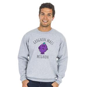 Monsieur Madame Herensweater - GROOPY MAAR LEUK XS heide grijze kleur
