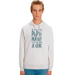 We are family Herensweater met capuchon - NIET GEMAKKELIJK EEN VADER TE ZIJN EN TEGELIJKERTIJD PERFECT, MAAR IK KAN HET XS vuilwit