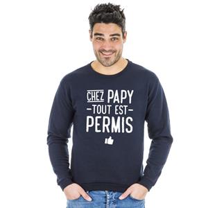Ma Petite Tribu Herensweater - BIJ PAPY IS ALLES TOEGESTAAN XS marineblauwe kleur
