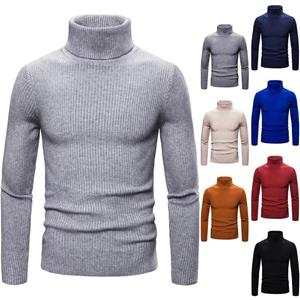 Clothing1 Herfst Winter Coltrui Heren Warm Gebreide Effen Kleur Truien Heren Slim Fit Casual Coltrui Truien Man Truien M wit