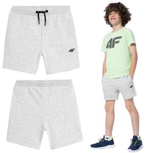 Boys' short shorts 4F light grey cotton size 140 grijs