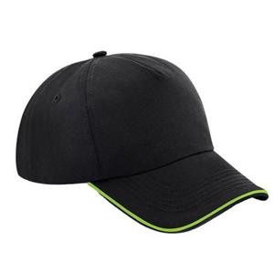 Beechfield volwassenen unisex authentieke pet met 5 panelen en biezen One Size koningsblauwe kleur/zwart