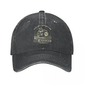 91421224MABLK3A4XG Enfield Cycle Co Ltd 1901 Mannen Vrouwen Baseball Cap Royal Motorcycle Motor Race Distressed Denim Gewassen Cap Hoed Zomer Cadeau Zonnehoed One Size