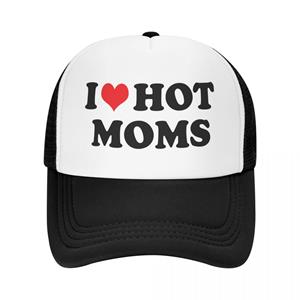 91460000MAC0FHAR19 Klassieke Unisex I Love Hot Moms Trucker Hat Verstelbare Baseballpet voor Volwassenen voor Unisex WoUnisex Hip Hop Snapback Caps Trucker Hat