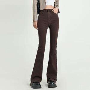 Yukiesue Lente 2022 Womens Hoge Taille Vrouwen Skinny Flare Bruine Jeans Baggy Vrouw Denim Capri Broek Jean Moeder Jeans Broek S Chocola
