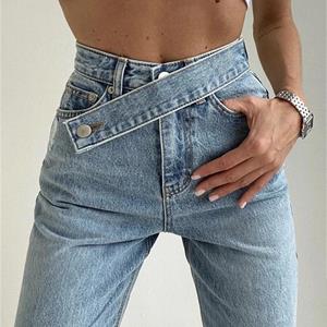 91530103MAC32JTX96 Casual Straight Denim Hoge Taille Jeans Vrouwen Broek Herfst Winter Harajuku Boyfriend Jeans Losse Bodem L blauw