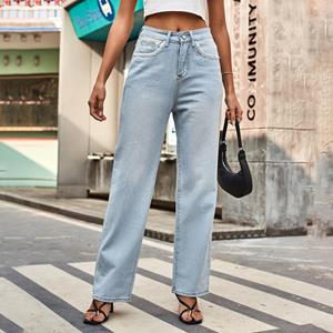 Omena 2023 Nieuwe Damesjeans Eenvoudig Los Comfortabel S blauw
