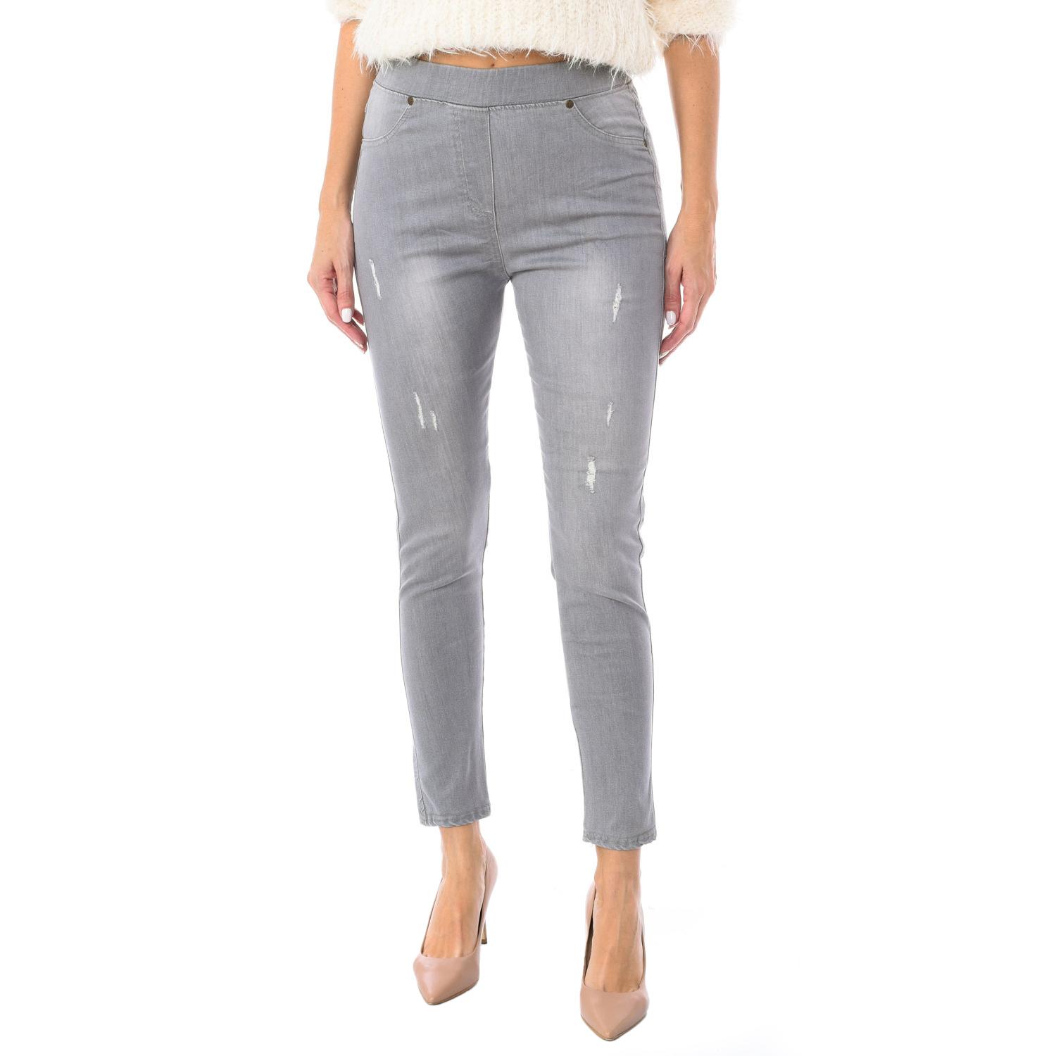 BlackPrice Lange denimstijl legging voor dames D2011 L grijze kleur