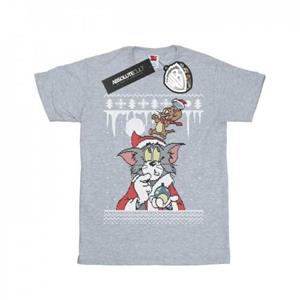 Tom And Jerry Boys Christmas Fair Isle T-Shirt 12-13 zwart