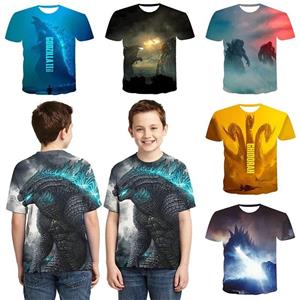 ETST WENDY 013 Godzilla Vs Monster King Kong T-shirt 3D Digital Printing T-shirt Cartoon Kinderen Jongens Meisjes Korte mouwen Zomer Kleding Gift 130cm