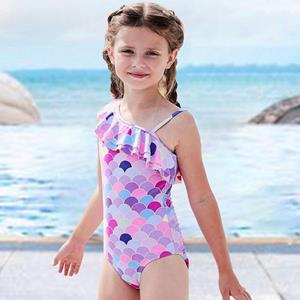 Kidsyuan Zwemkleding voor kinderen, meisjes, één stuk, met bescherming tegen de zon, stijlvolle look, bikinibadpak voor kinderen, 4-12 jaar 150