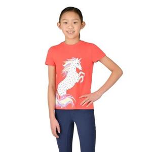 Dublin Girls Tilly Rainbow Horse T-Shirt 14 Years koraal