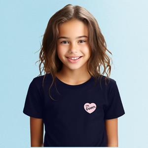 Le Roi du Tshirt Tshirt Enfant GIRL POWER PINK HEART 2 ans marineblauwe kleur