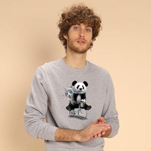 Le Roi du Tshirt Sweat Homme - PANDA BICYCLE XS heide grijze kleur