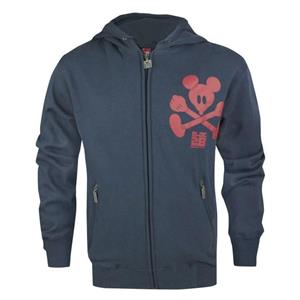 Pertemba FR - Apparel Bloc 28 Mens Mickey Mouse Crossbones Full Zip Hoodie S blauw