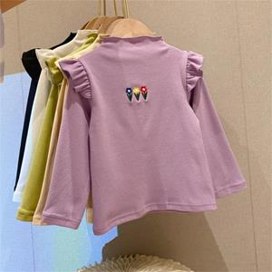 Sunshine kids clothing Kinderen Winter Lange Mouw T-shirt Geborduurde Print Ronde Kraag Katoenen Basis Onderkant T-shirt Meisjes Casual Tops 120