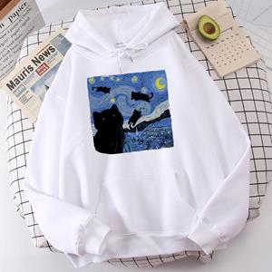 Enter Boutique Sports Clothing Collection De Starry Cat Night Printing Hoodies Heren Herfst Oversize Hoodie Mode Fleece Sweatshirts Casual S-Xxl Pullover Tops S