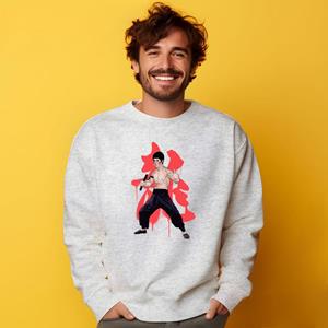 Le Roi du Tshirt Sweat Homme - BRUCE LEE XS heide grijze kleur