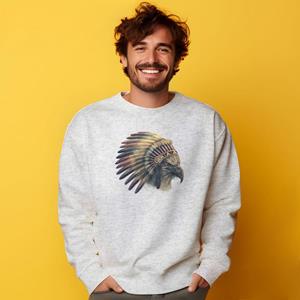 Le Roi du Tshirt Sweat Homme - EAGLE CHIEF XS heide grijze kleur