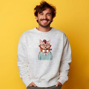 Le Roi du Tshirt Sweat Homme - ELECTRIC CAT XS heide grijze kleur