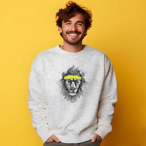 Le Roi du Tshirt Sweat Homme - HIPSTER LION XS heide grijze kleur