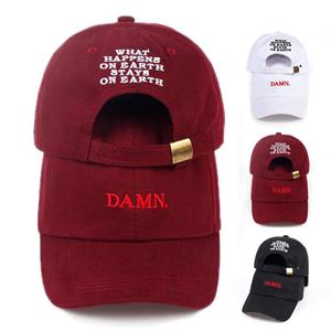 Cap Factory Unisex Lente en Zomer DAMN Borduurwerk Baseball Cap Mode Heren Straat Hip Hop Caps Outdoor Sport Golf Cap Trucker Hat Snapback Hoeden wit