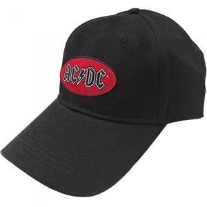 AC/DC Unisex baseballpet met ovaal logo voor volwassenen One Size zwart/rood