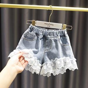 TBkids Meisjes Denim Shorts Tienermeisje Zomer Liefde Borduurwerk Broeken Kinderkleding Kinderen Bloemen Borduurwerk Jean Short Voor Tieners 130 marineblauwe kleur