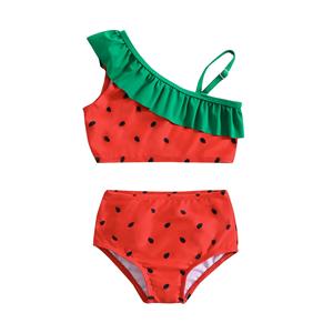 Starriver Peuter Kids Baby Meisjes Mode Leuke Watermeloen Print Ruches Bikini Badpak 80 groen/rood