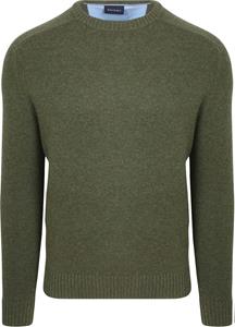 Sweater Suitable Lamswol Trui Ronde Hals Olijfgroen
