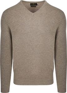 Steppin' Out Pullover V-hals Merinowol Lichtbruin