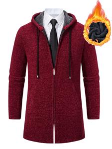 Cozy Up Verdikte fluwelen heren herfst- en winter gebreide trui Herenjas Middellange cardigan Trui M lichtgrijze kleur