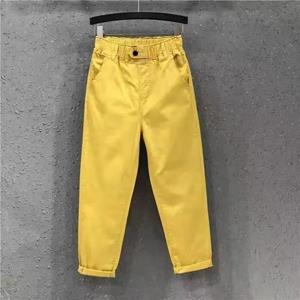 Roser Grote maat jeans Dames negenpunts casual broek Lente en herfst Losse en dunne elastische taille Voetenbroek Harembroek XXXL wit