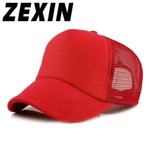ZEXIN Trucker Cap Lente- en zomerzonnehoed Reclamepet Baseballpet Ademende mesh-dop 55-59CM rood