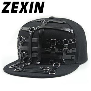 ZEXIN Europa en de Verenigde Staten Punk Wind Dingzhi Lederen Hiphop Platte Pet Mannen en Vrouwen Street Dance Baseball Cap Mannen Outdoor Performance Cap 56-60cm