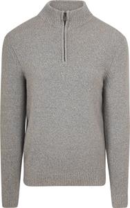 Sweater Suitable Half Zip Pullover Boiled Wool Grijs