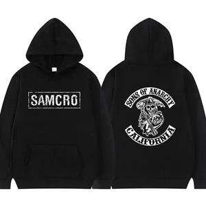 The second face a man Sons of Anarchy SAMCRO Dubbelzijdig Print Streetwear Mannen Womnen Harajuku Brand Design Hoodie Heren Oversized Hoodies Sweatshirt L zwart