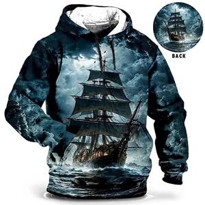 ETST 07 Vintage hooded sweatshirt heren hoodie schip grafische T-shirt 3D print trui oversized herenkleding top mannelijke herfst streetwear 4XL