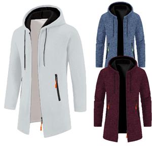 Cloth W Herfst Heren Lange Mouw Sweatshirts voor Heren met Rits Capuchon Heren Oversized Winter Top Jas Jas Warme Streetwear S zwart