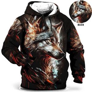 ETST 05 Vintage Hoodies Voor Mannen Wolf Dier Patroon 3D Print Eagle Leopard Tops Herfst Winter Casual Lange Mouw Oversized Tijger Capuchon S