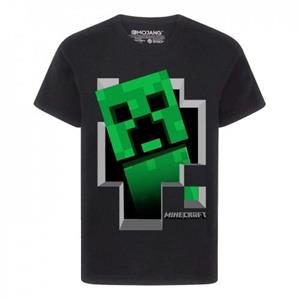 Minecraft jongens Creeper binnen T-shirt 11-12 zwart