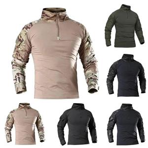 Mysterious Gift Tactische wandel-T-shirts voor heren, militair leger camouflage jachtklimshirt met lange mouwen, ademende sportkleding voor mannen XS wit